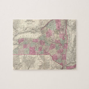 Vintage Map of New York (1864) Jigsaw Puzzle