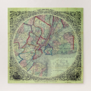 Vintage Map of New York City Area Very Hard Jigsaw Puzzle