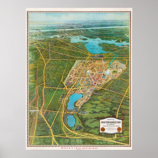Vintage Map Of New York Poster (Front)