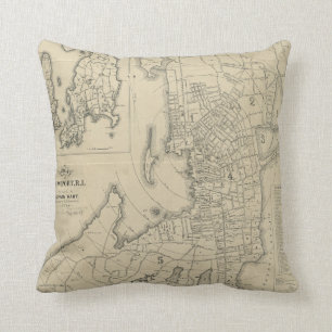 Vintage Map of Newport Rhode Island (1901) Cushion