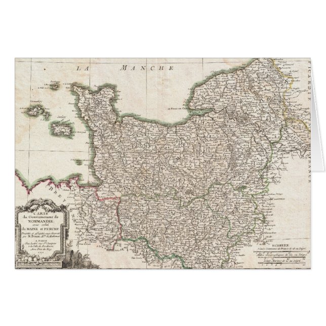 Vintage Map of Normandy (1771) (Front Horizontal)