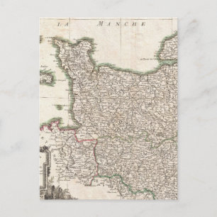 Vintage Map of Normandy (1771) Postcard
