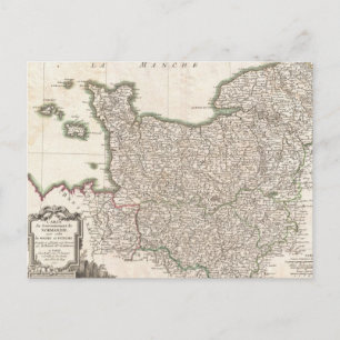Vintage Map of Normandy (1771) Postcard