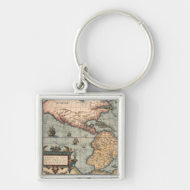 Vintage Map of North America Key Ring (Front)