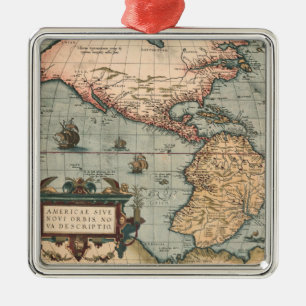 Vintage Map of North America Metal Ornament