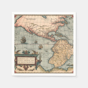 Vintage Map of North America Napkin