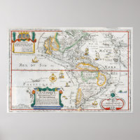 Vintage Map of North and South America
