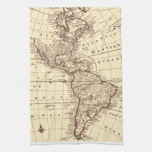 Vintage Map of North and South America Tea Towel