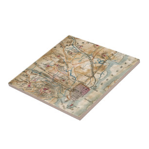 Vintage Map of Northeastern Virginia (1862) Ceramic Tile