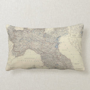 Vintage Map of Northern Italy (1861) Lumbar Cushion