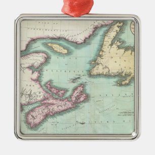 Vintage Map of Nova Scotia and Newfoundland (1807) Metal Ornament