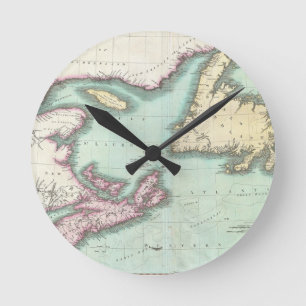Vintage Map of Nova Scotia and NewFoundland (1807) Round Clock