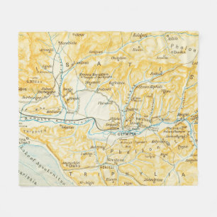 Vintage Map of Olympia Greece (1894) Fleece Blanket