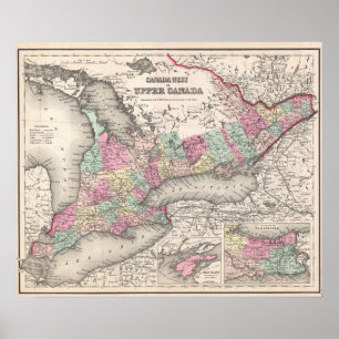 Vintage Map of Ontario (1857) Poster