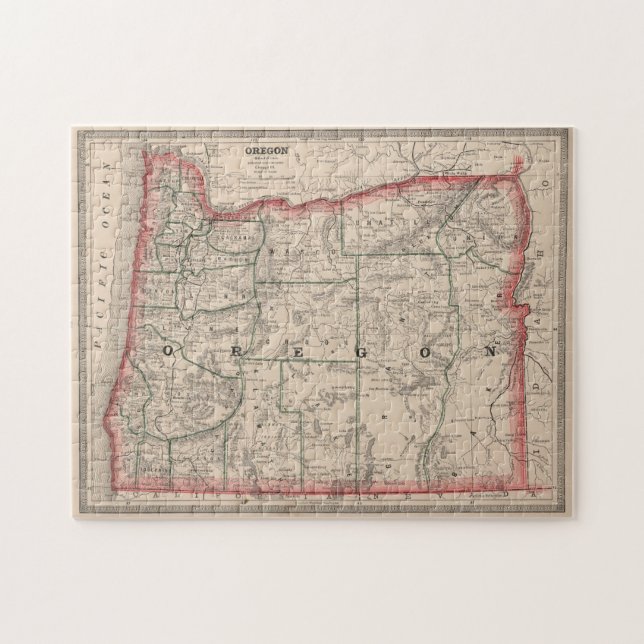 Vintage Map of Oregon (1883) Jigsaw Puzzle (Horizontal)