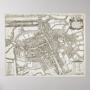 Vintage Map of Oxford England (1675) Poster