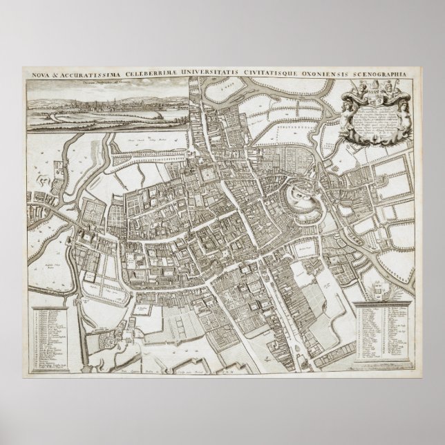 Vintage Map of Oxford England (1675) Poster (Front)