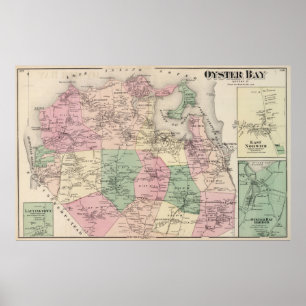 Vintage Map of Oyster Bay New York (1873) Poster