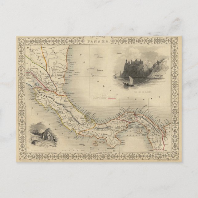 Vintage Map of Panama (1851) Postcard (Front)