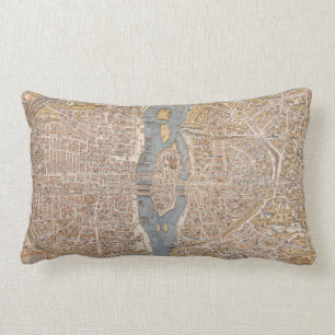 Vintage Map of Paris (1550) Lumbar Cushion