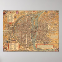 Vintage Map of Paris (1575)