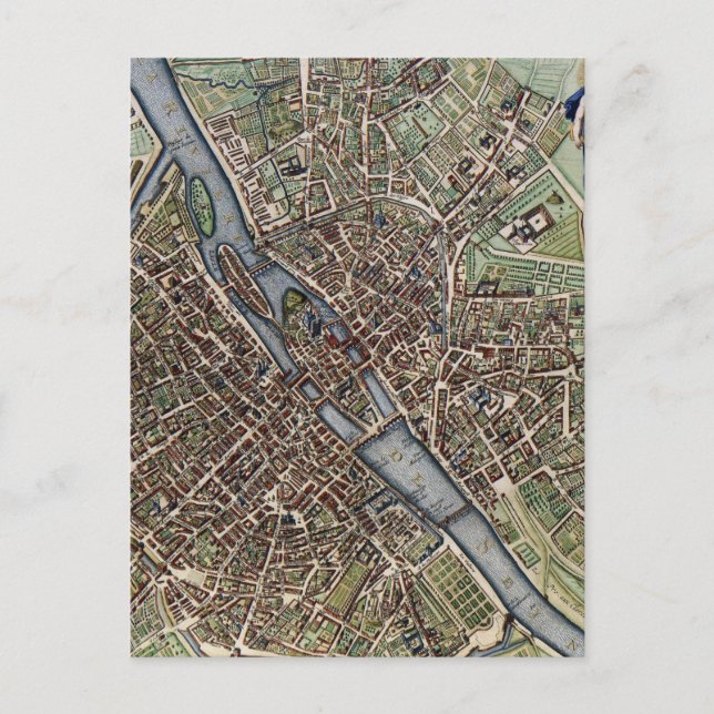 Vintage Map of Paris (1657) Postcard (Front)