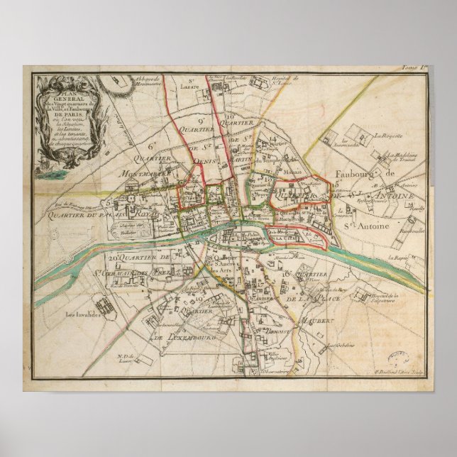 Vintage Map of Paris (1678) Poster (Front)