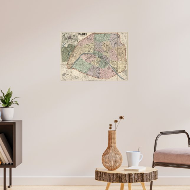 Vintage Map of Paris (1878) Poster (Living Room 3)
