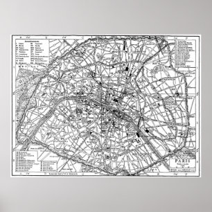 Vintage Map of Paris (1911) Poster