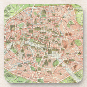 Vintage Map of Paris (1920) Coaster