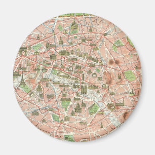 Vintage Map of Paris (1920) Magnet