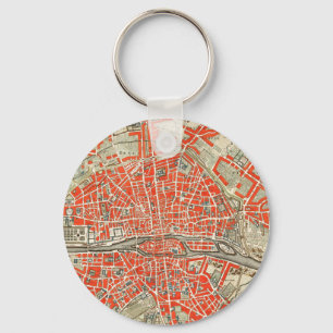 Vintage Map of Paris France (1721–1774) Key Ring