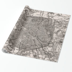Vintage Map of Paris France (1873) Wrapping Paper