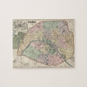 Vintage Map of Paris France 1878 Jigsaw Puzzle
