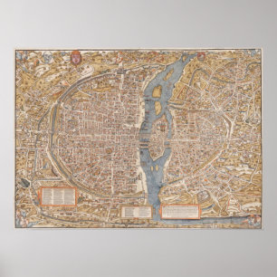 Vintage Map of Paris France Canvas Print