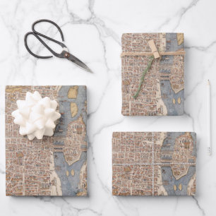 Vintage Map of Paris France Canvas Print Wrapping Paper Sheet