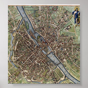 Vintage Map of Paris Poster