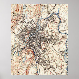 Vintage Map of Paterson NJ (1897) Poster