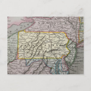 Vintage map of Pennsylvania Postcard