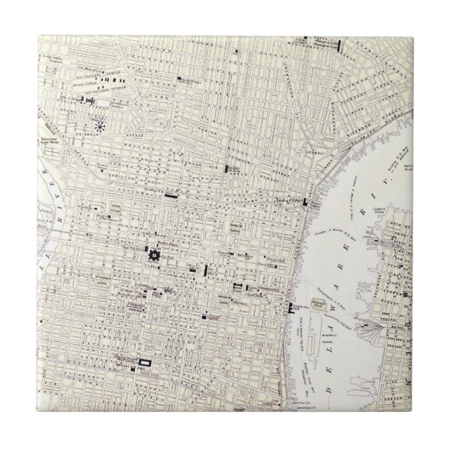 Vintage Map of Philadelphia (1885) Ceramic Tile (Front)