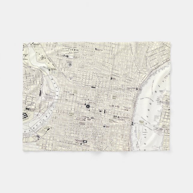 Vintage Map of Philadelphia (1885) Fleece Blanket (Front (Horizontal))