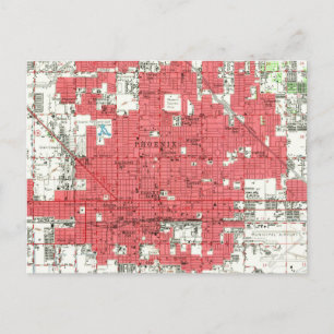 Vintage Map of Phoenix Arizona (1952) 3 Postcard