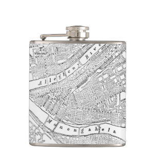 Vintage Map of Pittsburgh (1885) Hip Flask