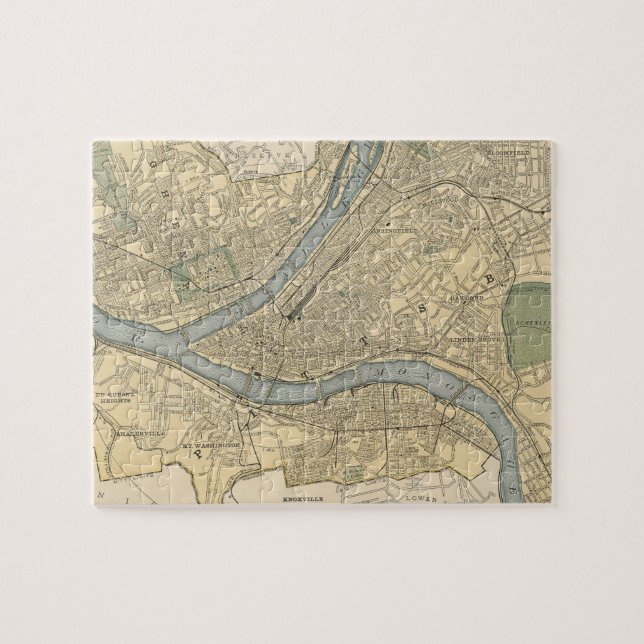 Vintage Map of Pittsburgh PA (1891) Jigsaw Puzzle (Horizontal)