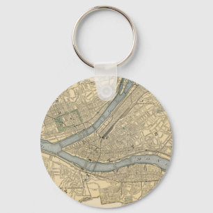Vintage Map of Pittsburgh PA (1891) Key Ring