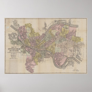 Vintage Map of Pittsburgh PA (1919) Poster
