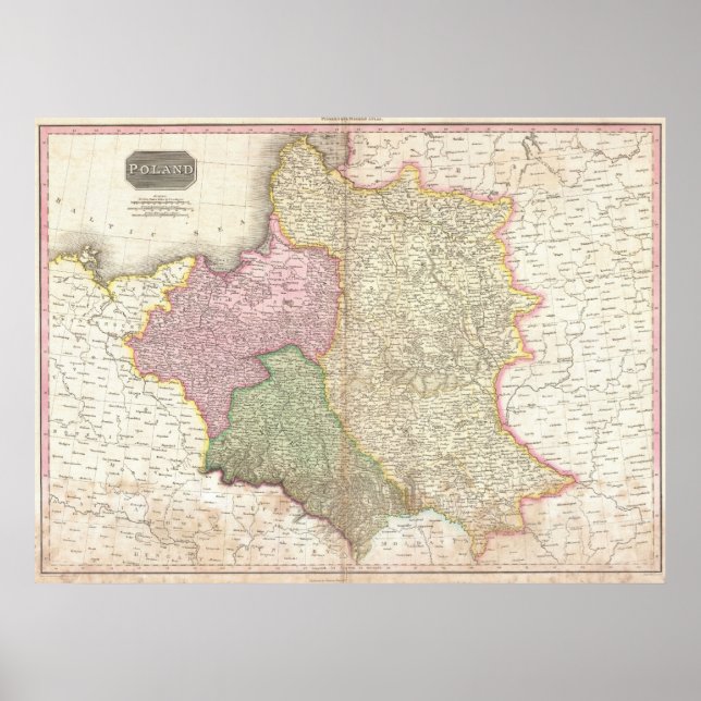 Vintage Map of Poland (1818) Poster (Front)