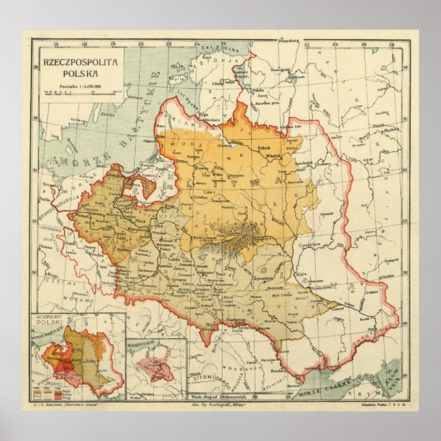 Vintage Map of Poland (1921) Poster (Front)