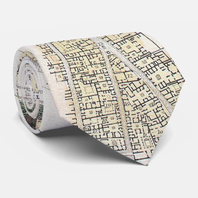 Vintage Map of Pompeii Italy (1832) Tie (Rolled)