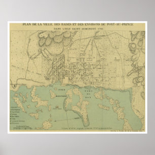 Vintage Map of Port Au Prince Haiti (1899) Poster